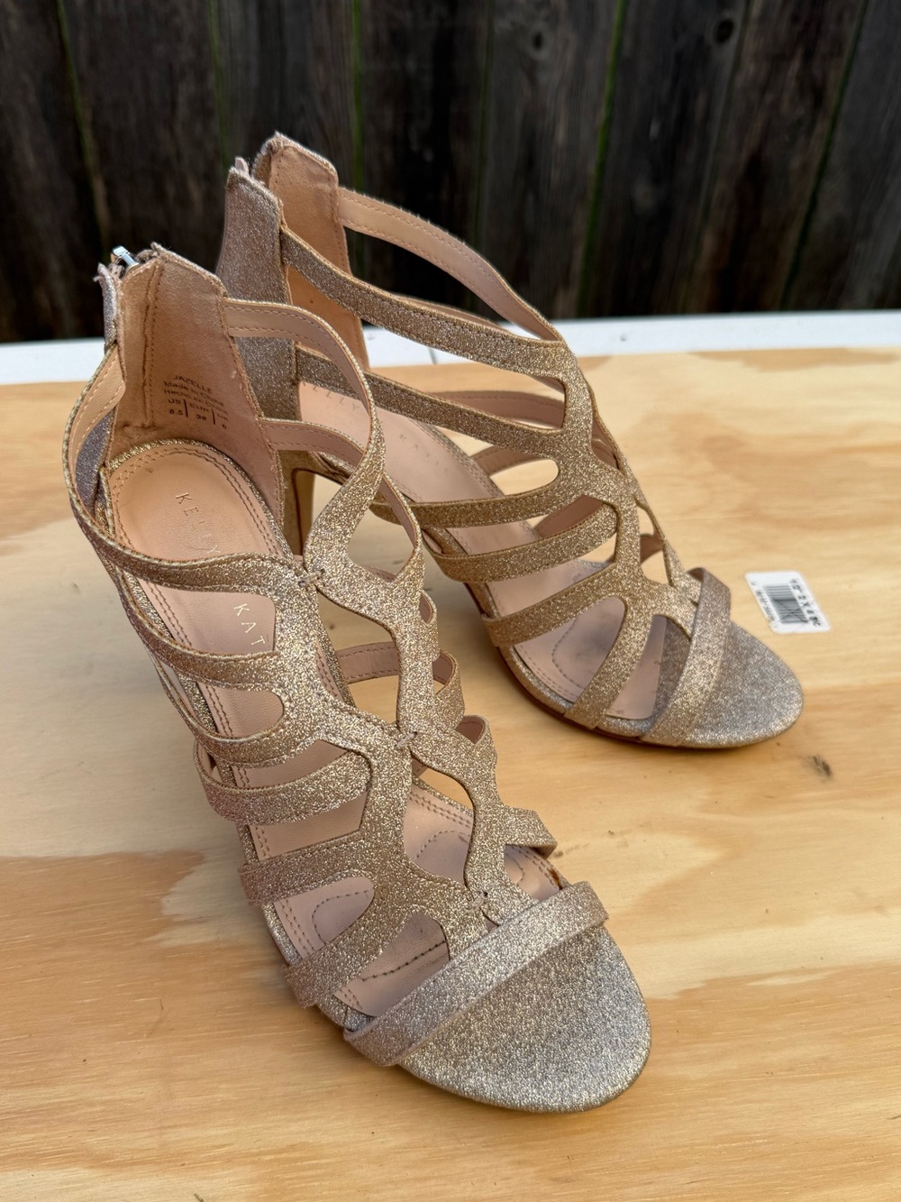 Gold Strappy High Heel Sandals